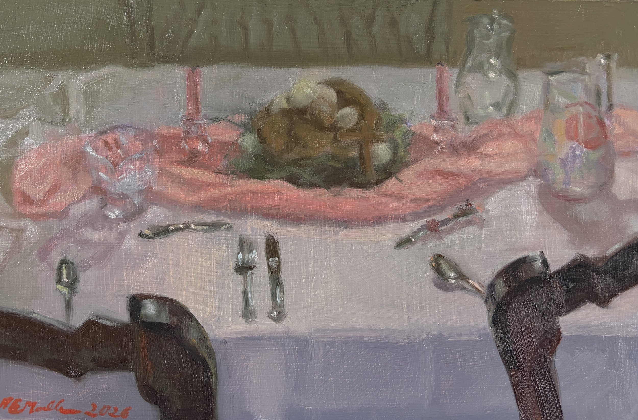 "Easter Brunch," 8x12, panel, $130