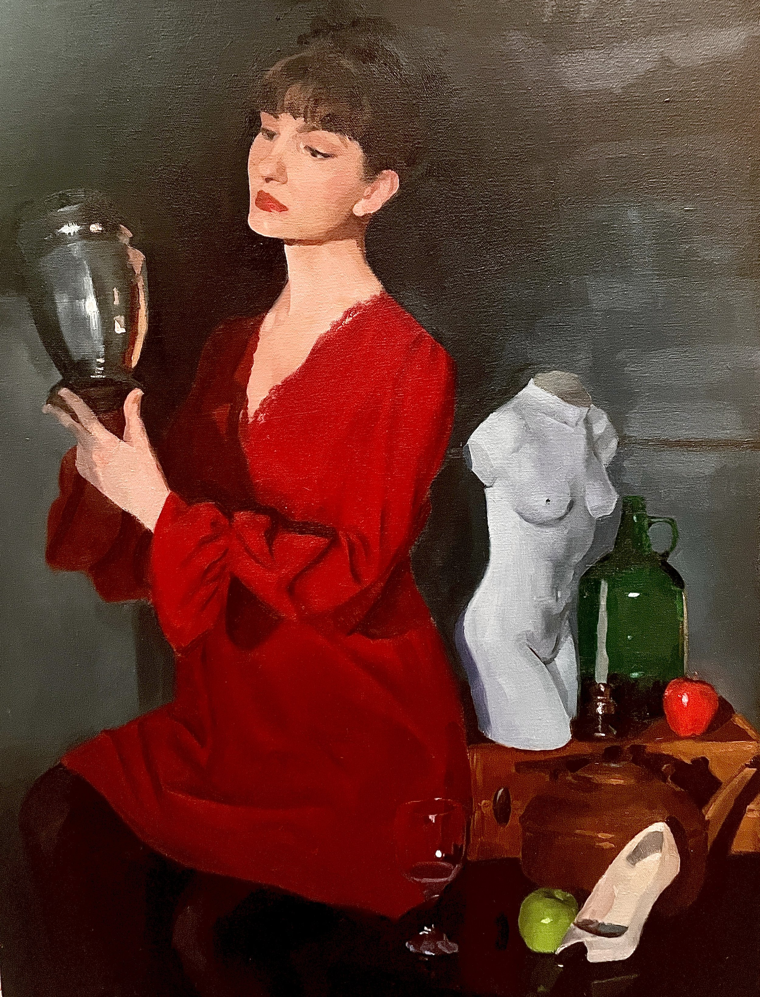 "The Girl in the Red Dress," 18x24, canvas, $600
