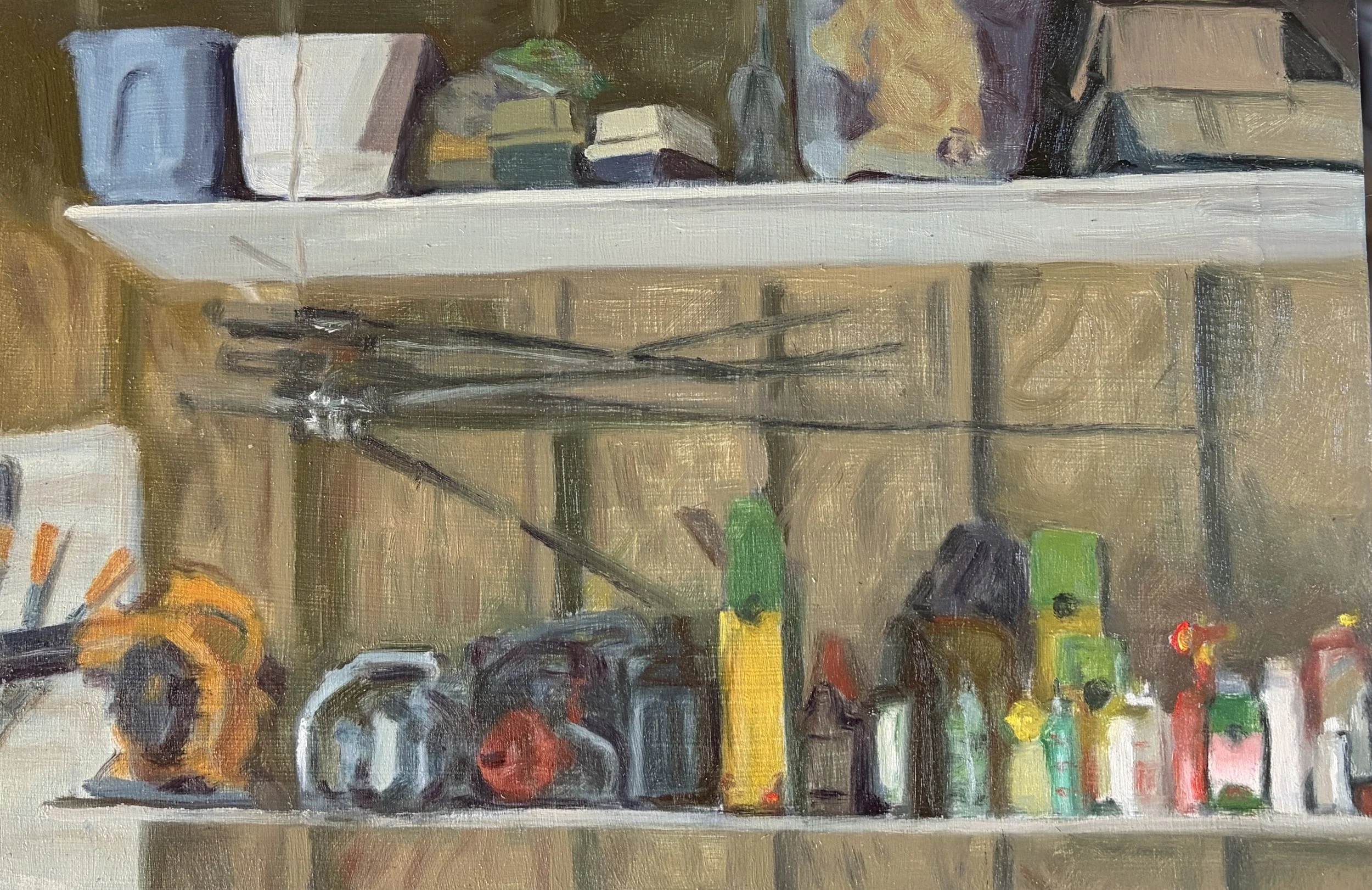 "Dad's Garage," 8x12, panel, $130