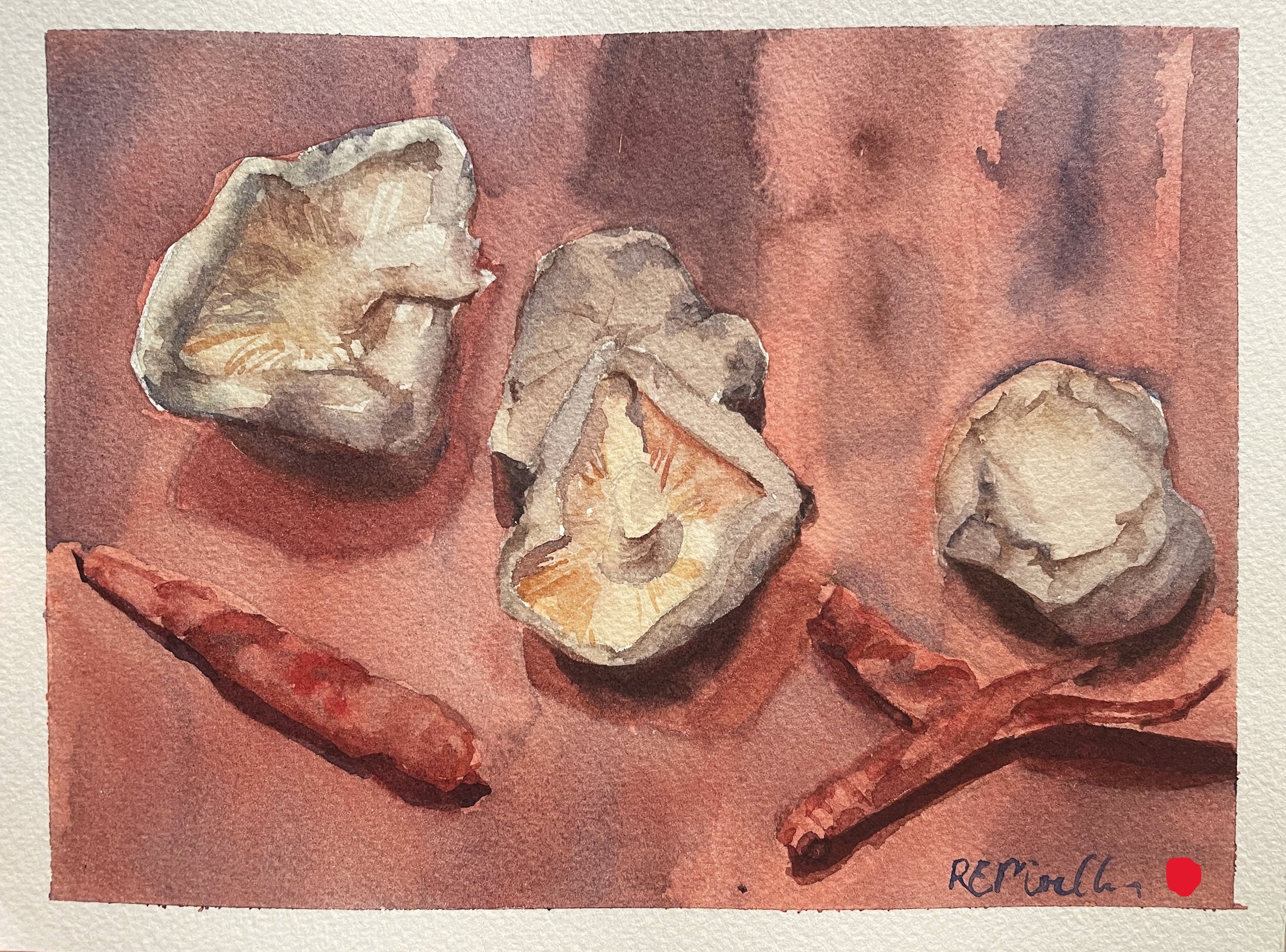 "Mushrooms and Chili Peppers,"
5x8,
SOLD