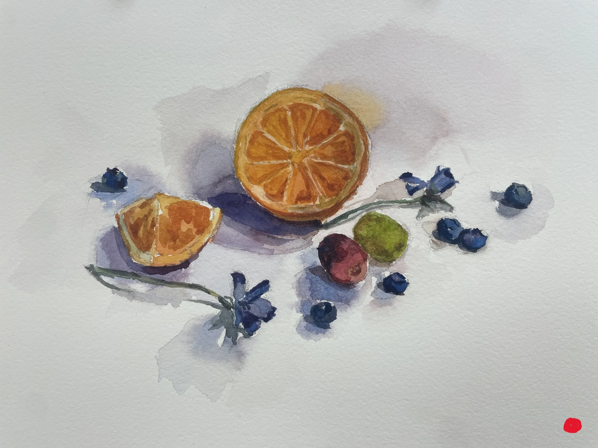 "Organic Still Life - Oranges," 6x8, SOLD