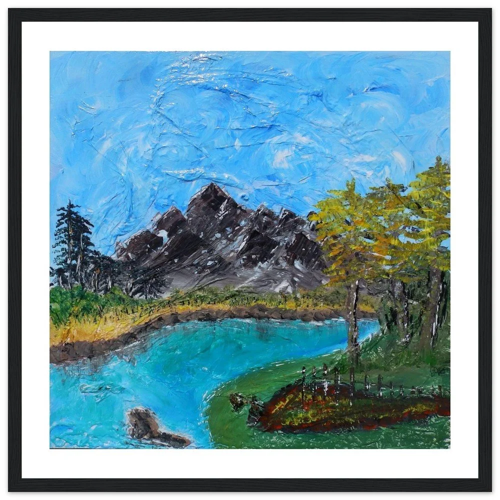 Premium Semi-Glossy Paper Wooden Framed Print -  Deep Blue Lake