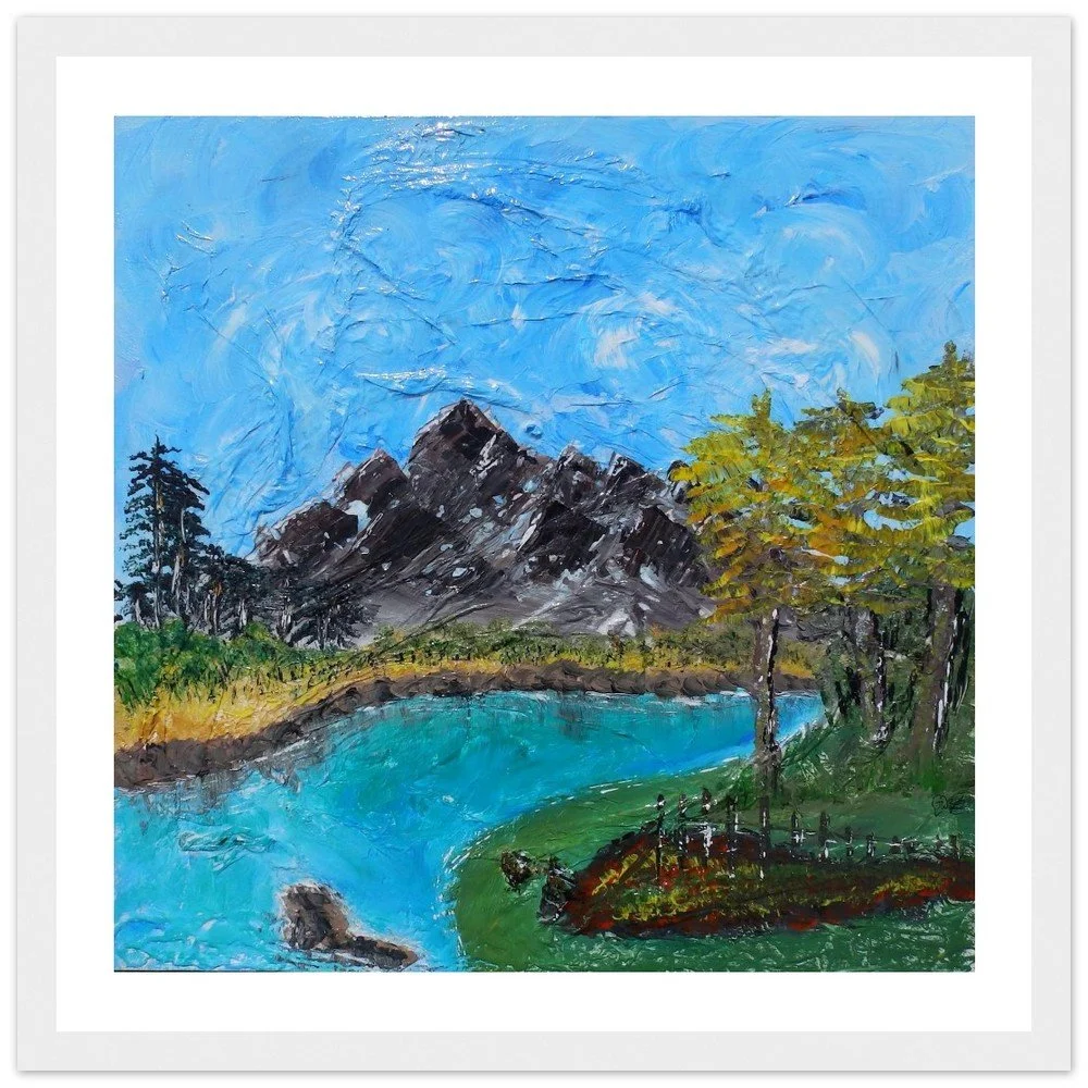 Premium Semi-Glossy Paper Wooden Framed Print -  Deep Blue Lake