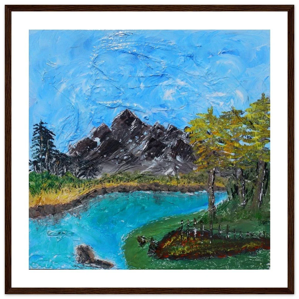 Premium Semi-Glossy Paper Wooden Framed Print -  Deep Blue Lake