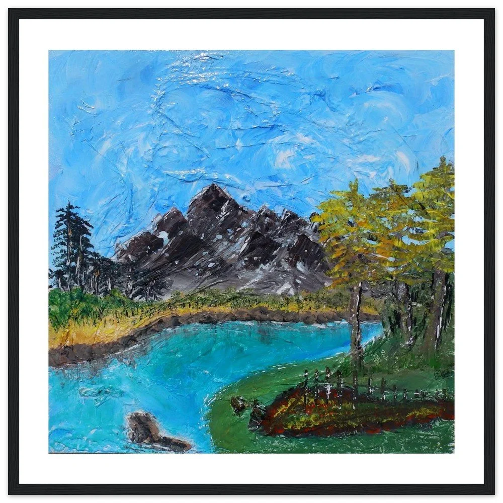 Premium Semi-Glossy Paper Wooden Framed Print -  Deep Blue Lake