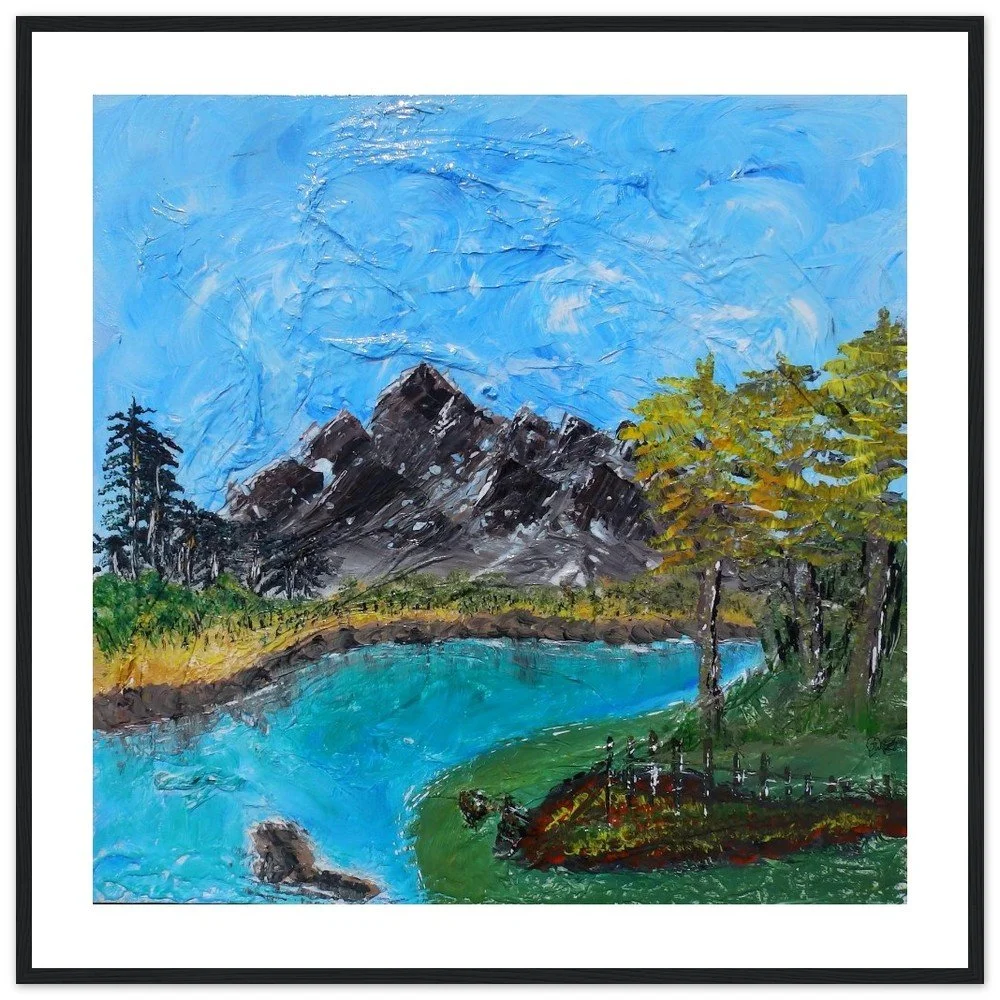 Premium Semi-Glossy Paper Wooden Framed Print -  Deep Blue Lake