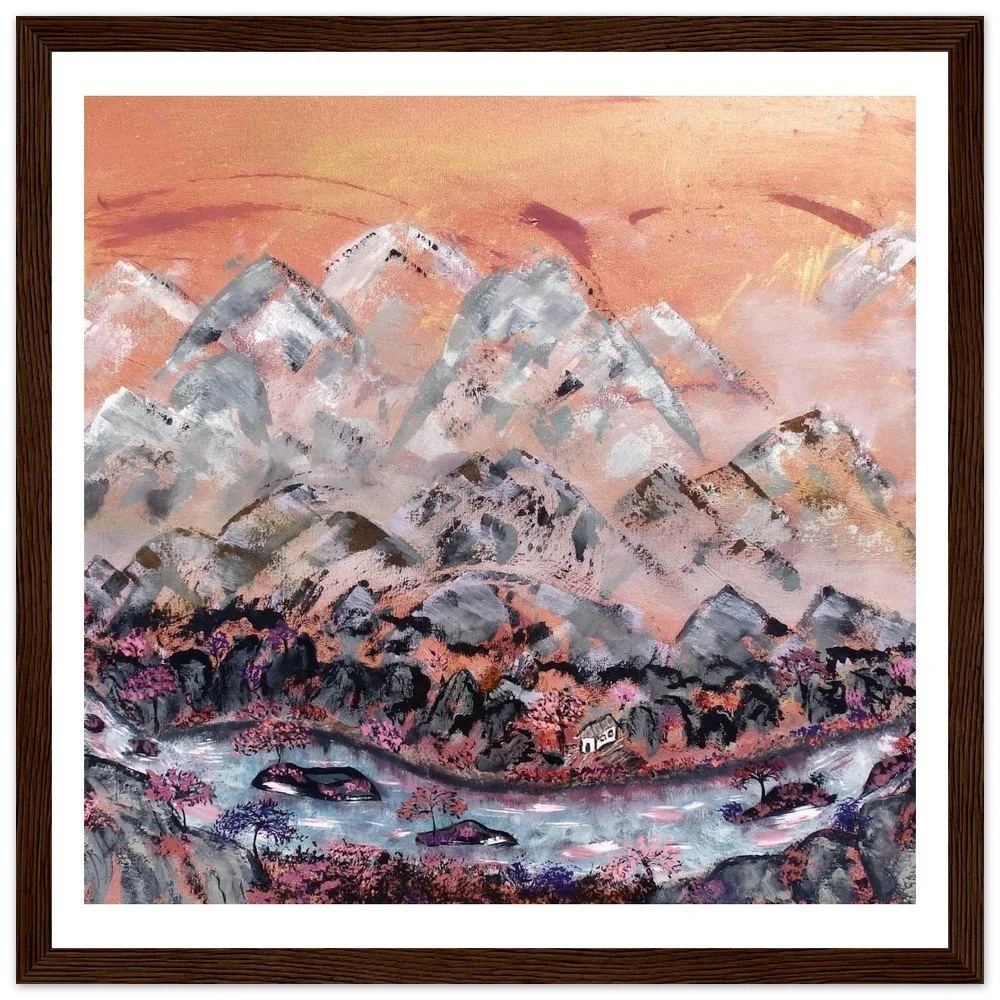 Premium Semi-Glossy Paper Wooden Framed Print - Chinese Mountain Landscape