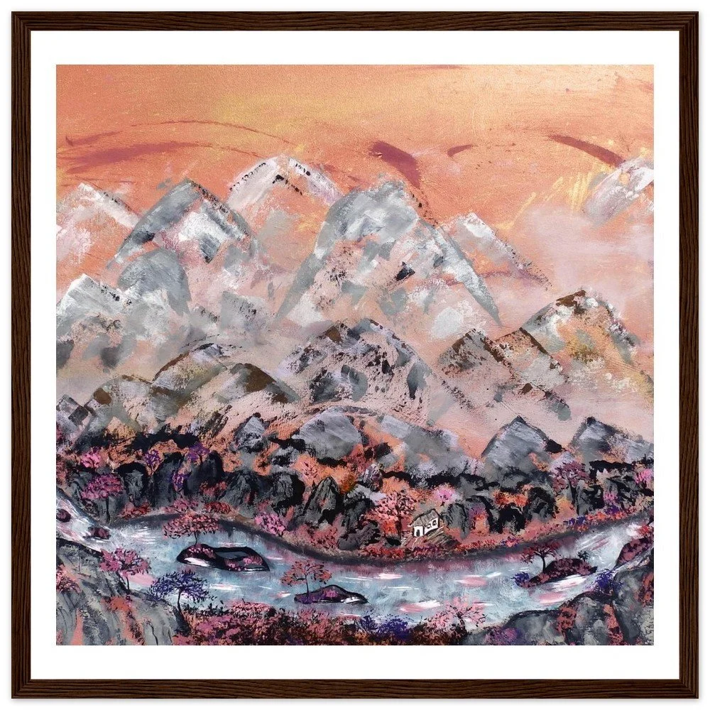 Premium Semi-Glossy Paper Wooden Framed Print - Chinese Mountain Landscape