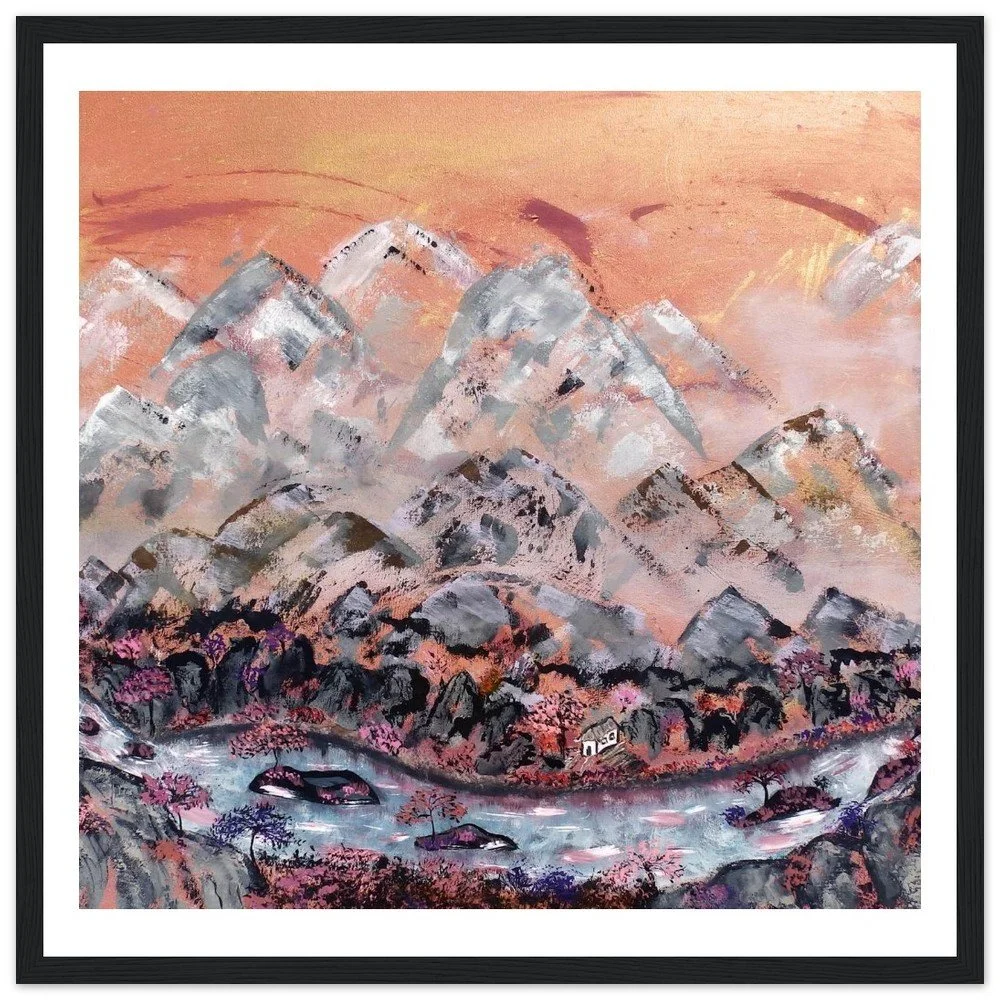 Premium Semi-Glossy Paper Wooden Framed Print - Chinese Mountain Landscape