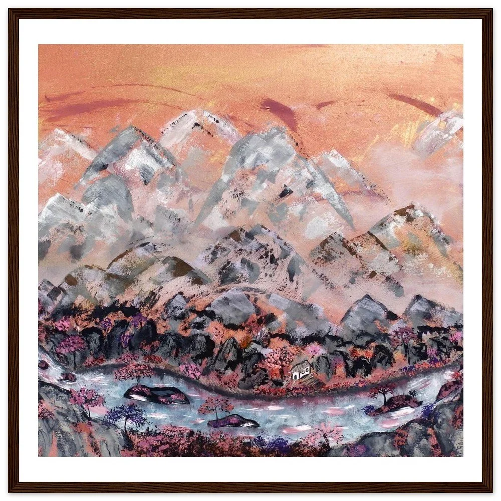 Premium Semi-Glossy Paper Wooden Framed Print - Chinese Mountain Landscape