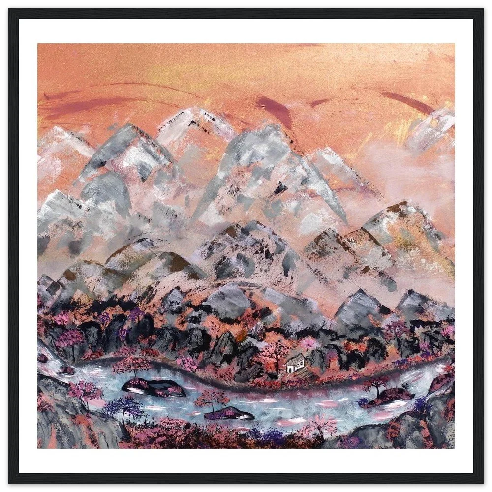 Premium Semi-Glossy Paper Wooden Framed Print - Chinese Mountain Landscape