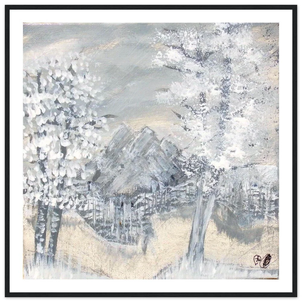 Premium Semi-Glossy Paper Wooden Framed Prints - Snowy Rocks