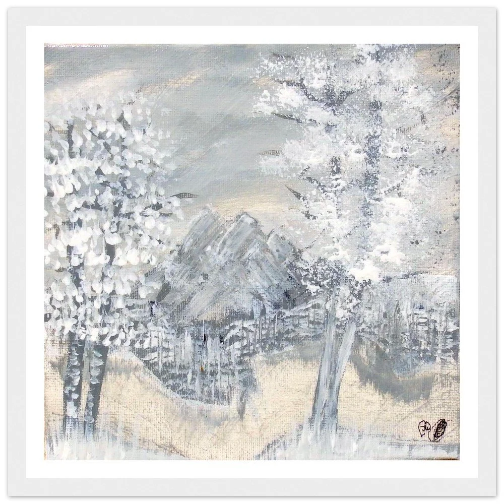 Premium Semi-Glossy Paper Wooden Framed Prints - Snowy Rocks