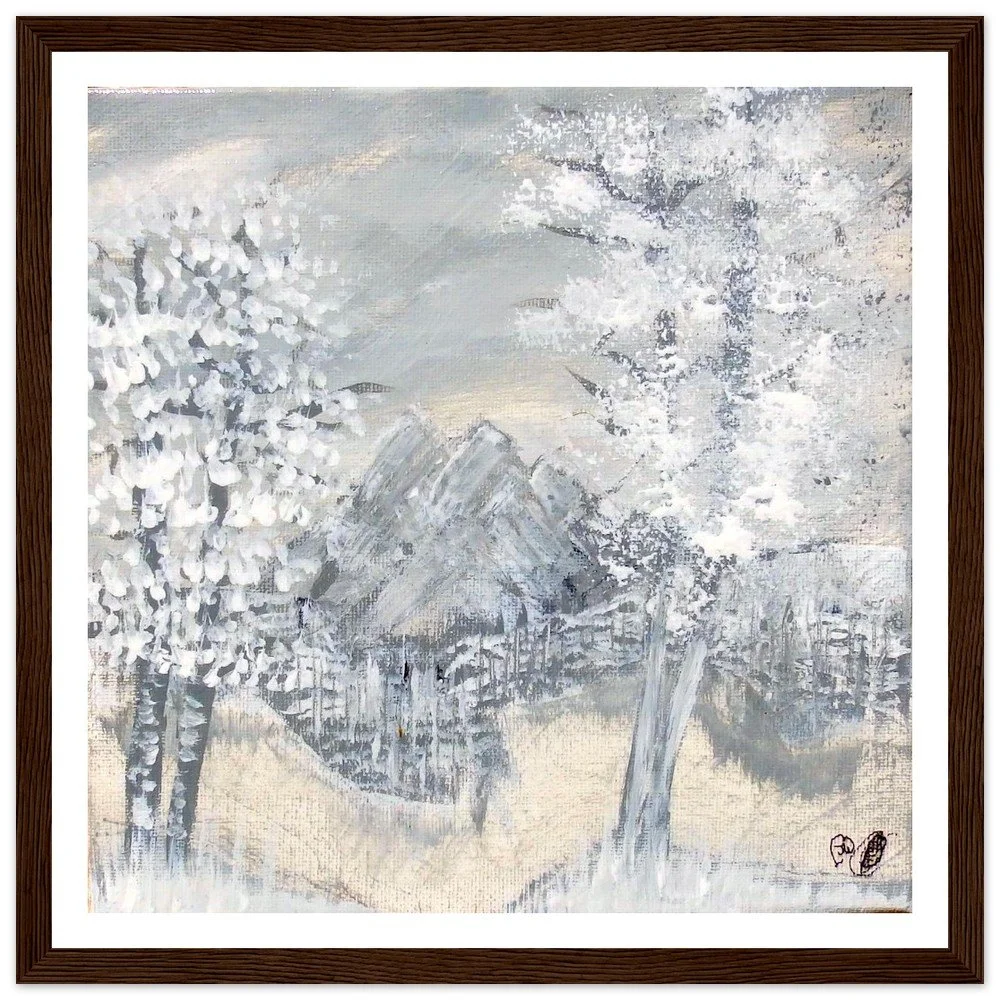 Premium Semi-Glossy Paper Wooden Framed Prints - Snowy Rocks