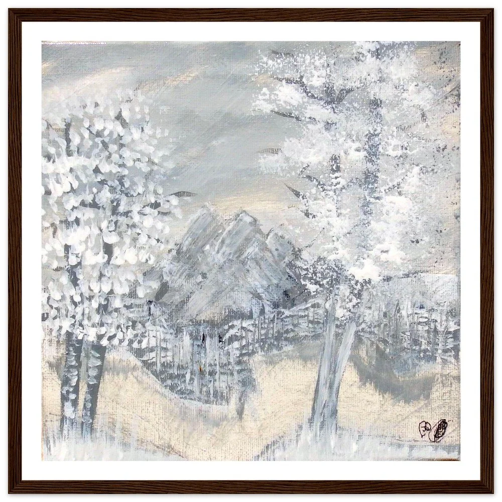 Premium Semi-Glossy Paper Wooden Framed Prints - Snowy Rocks
