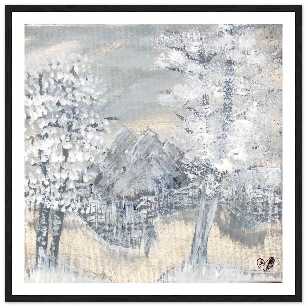 Premium Semi-Glossy Paper Wooden Framed Prints - Snowy Rocks