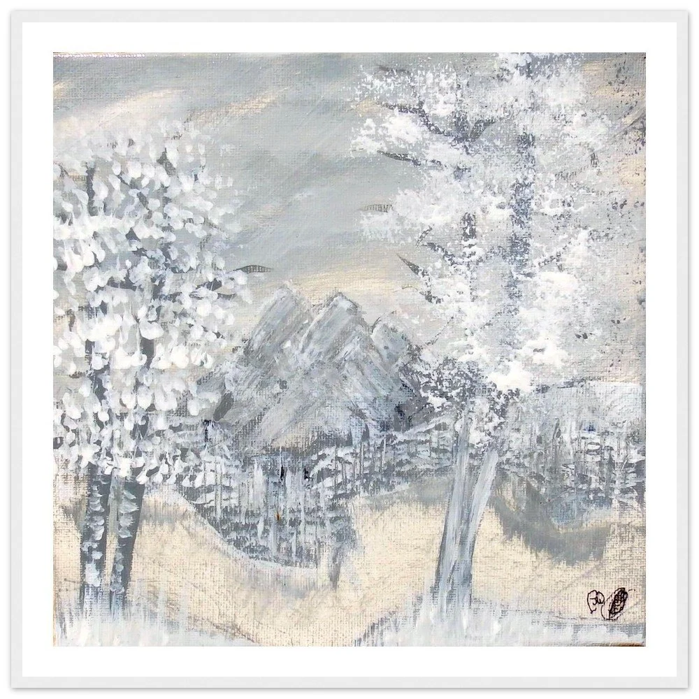Premium Semi-Glossy Paper Wooden Framed Prints - Snowy Rocks