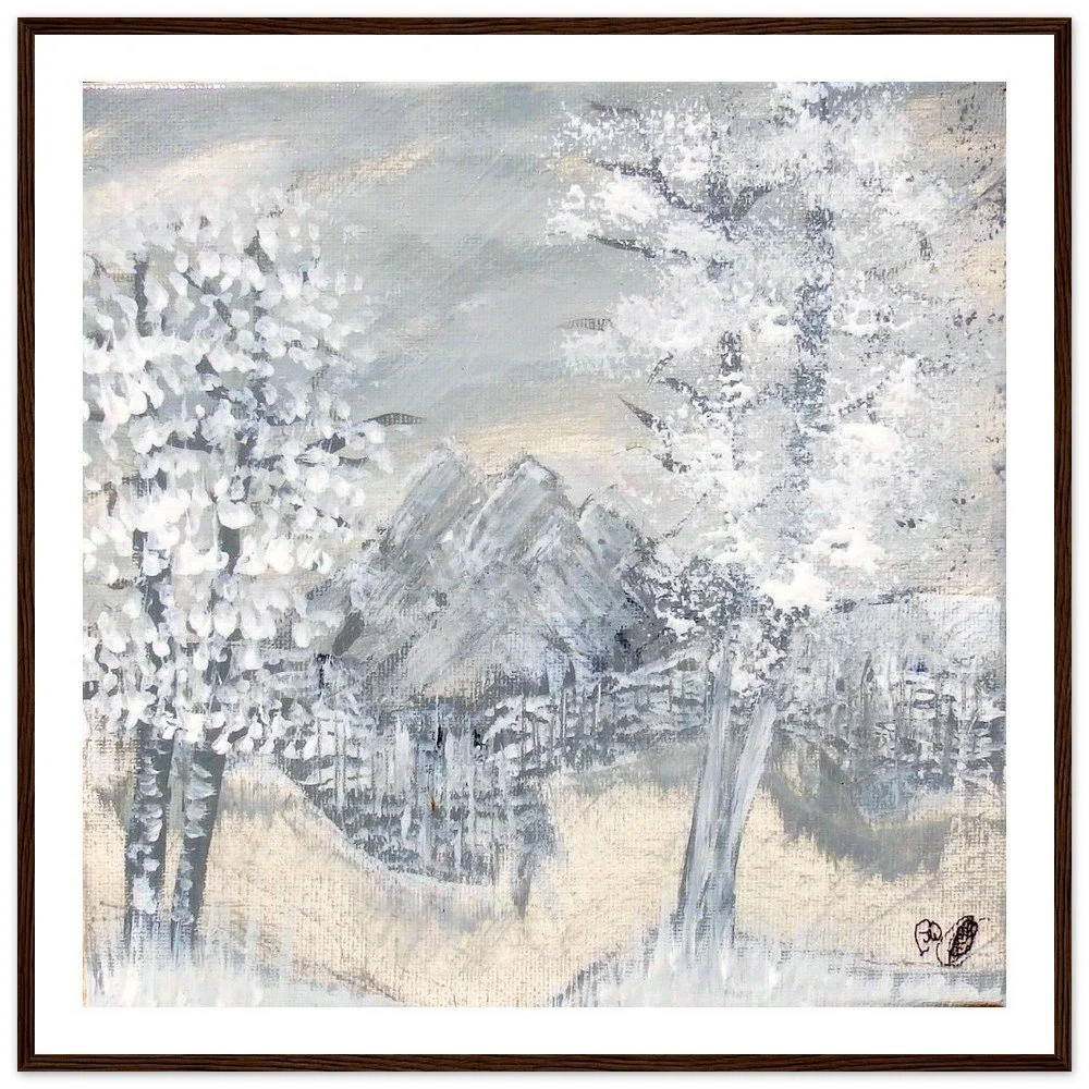 Premium Semi-Glossy Paper Wooden Framed Prints - Snowy Rocks