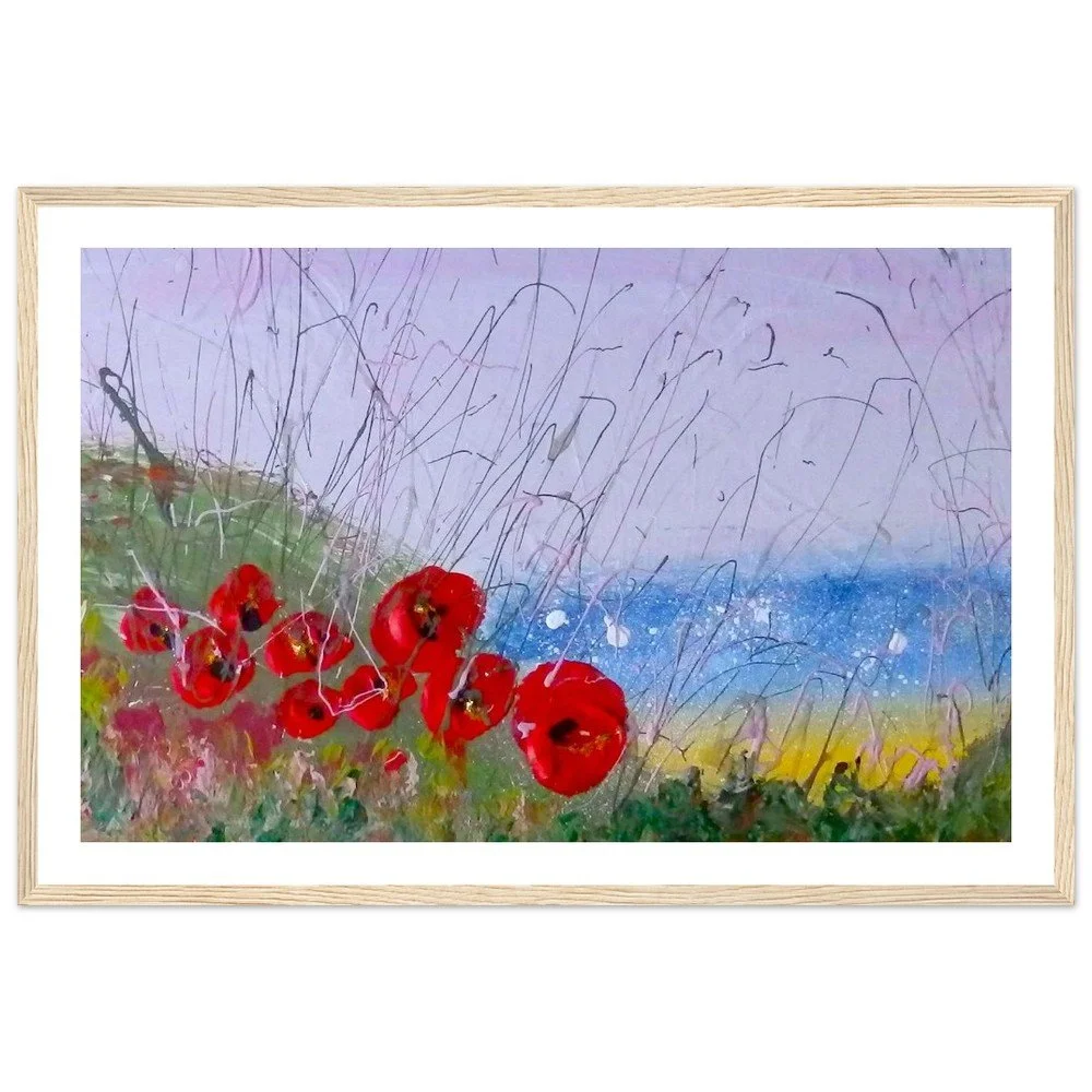 Premium Semi-Glossy Paper Wooden Framed Print - Poppy View