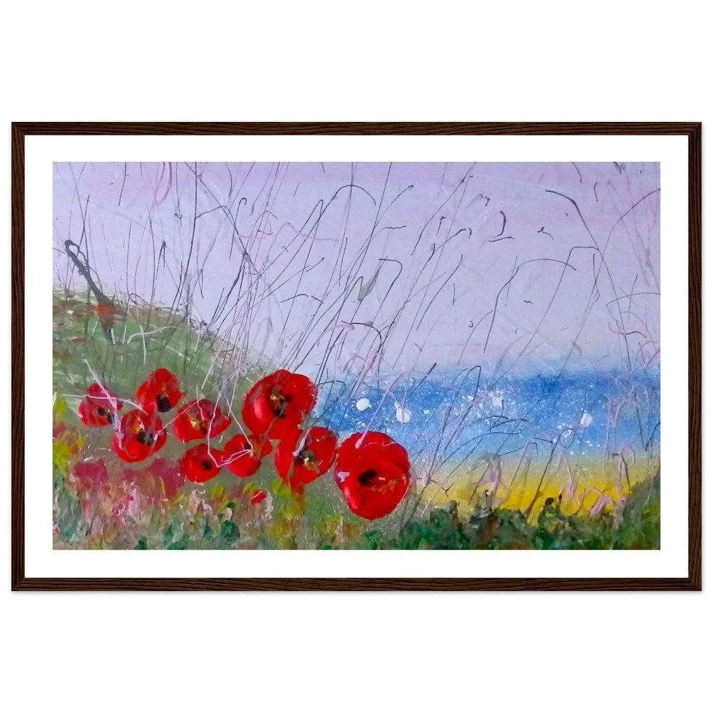 Premium Semi-Glossy Paper Wooden Framed Print - Poppy View