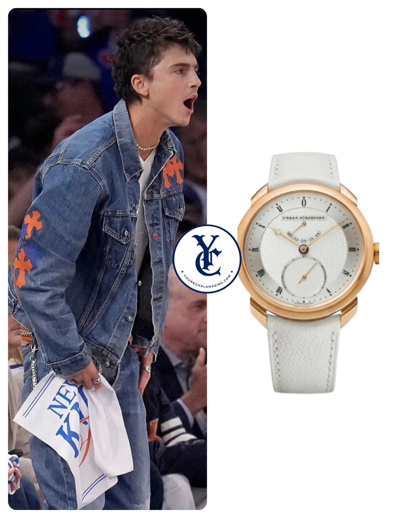 Timoth&eacute;e Chalamet at Knicks vs. Spurs, NBA Playoffs, NBA Finals / Round 4, Game 4, Madison Square Garden, June 10, 2026

Limited Edition UJ-1 Tourbillon in 18K 5N Rose Gold with Silver Dial (one of only 25 pieces ever made)
$465,041

Shop It ➡