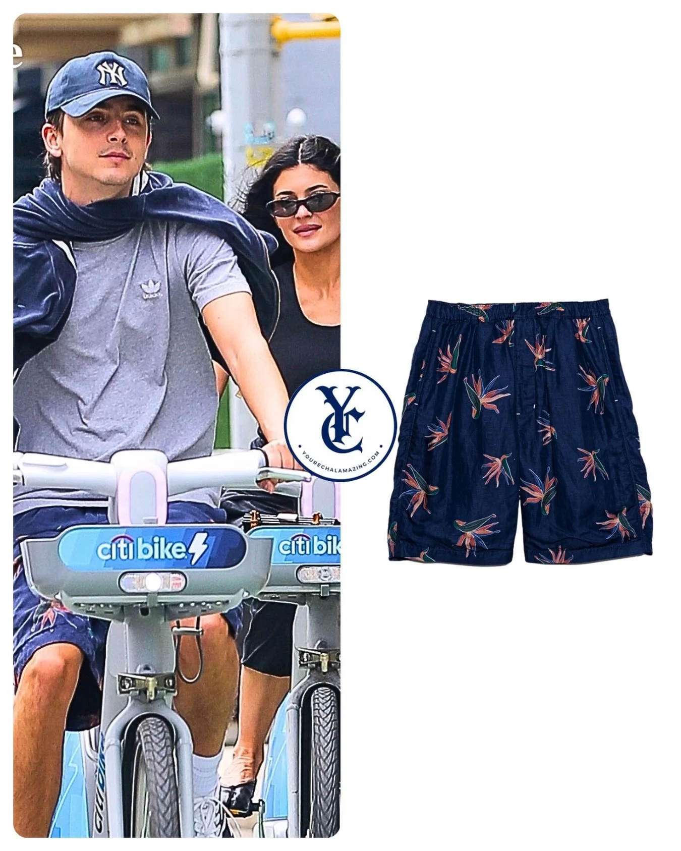 HE GOT KYLIE CALABASAS JENNER ON A CITIBIKE. 

Timothee Chalamet in New York City, June 17, 2026

Nanamica Cupra Hemp Aloha Shorts
$320

Shop It ➡️ https://go.shopmy.us/p-65414016

#kyliejenner #timotheechalamet #nyc #knicks #kylie
