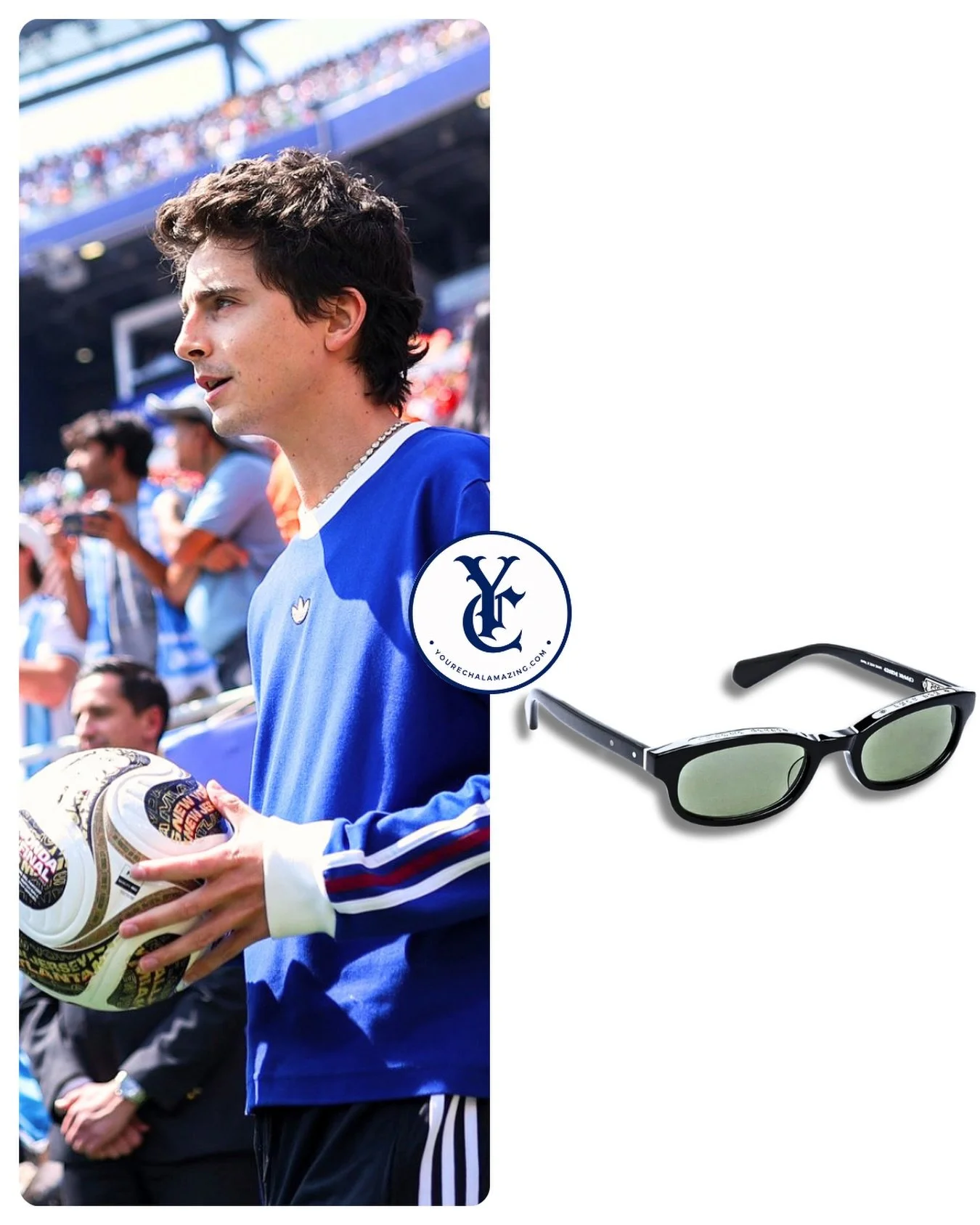 Timoth&eacute;e Chalamet at FIFA World Cup Finals, Argentina vs. Spain, MetLife Stadium, East Rutherford, New Jersey, July 19, 2026

Chrome Hearts Lowrider Sunglasses
$1400

Shop It ➡️ https://go.shopmy.us/p-62474437
Shop It ➡️ https://go.shopmy.us/p