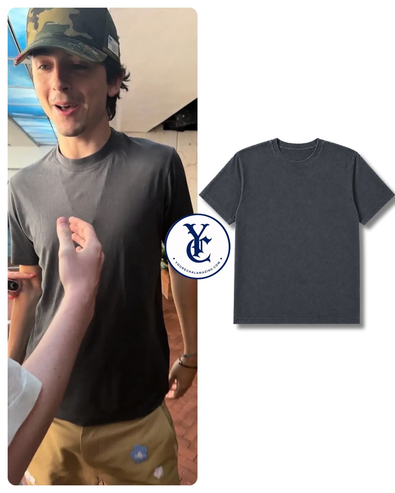 Timoth&eacute;e Chalamet in an outing in Los Angeles, wearing head to toe @nahmias , July 29, 2026. 

Pic credit: ben_costa14

Nahmias Mini Logo T Shirt in Gray 
$325

Shop It ➡️ https://go.shopmy.us/p-75821722

#timotheechalamet #timothee #nahmias #