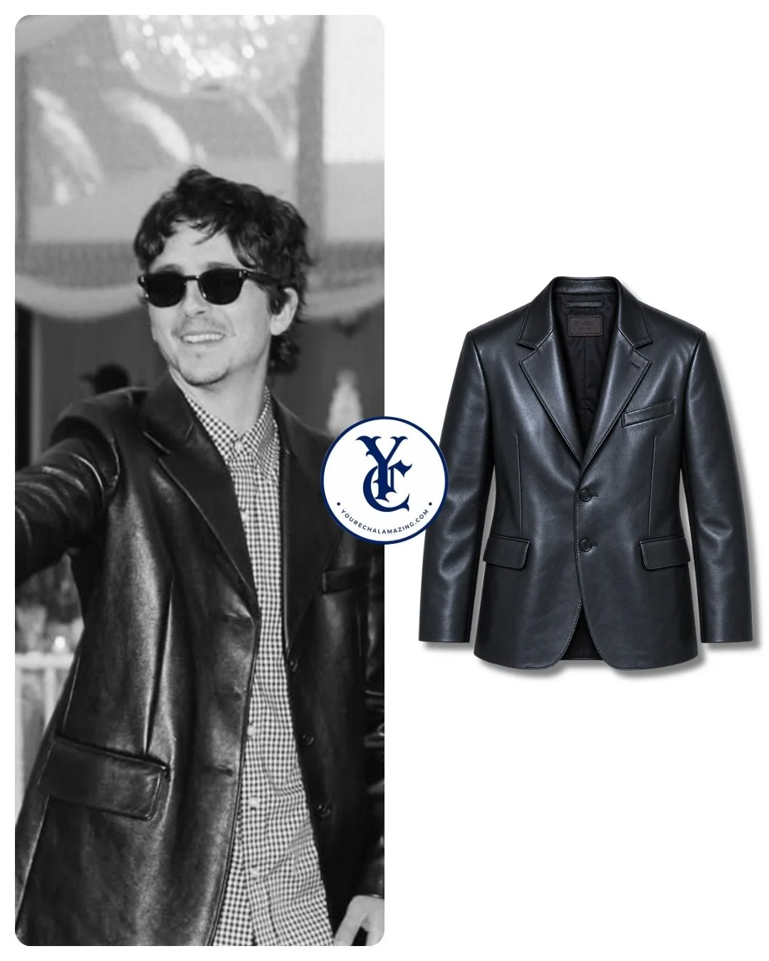 Timoth&eacute;e Chalamet at the Karl-Anthony Towns x Jordyn Woods wedding in Malibu, Los Angeles, California, Aug 15, 2026. 

Prada Tailored Jacket in Black Lambskin, previously worn to the A Complete Unknown Los Angeles Premiere

Shop It ➡️ (Almost 