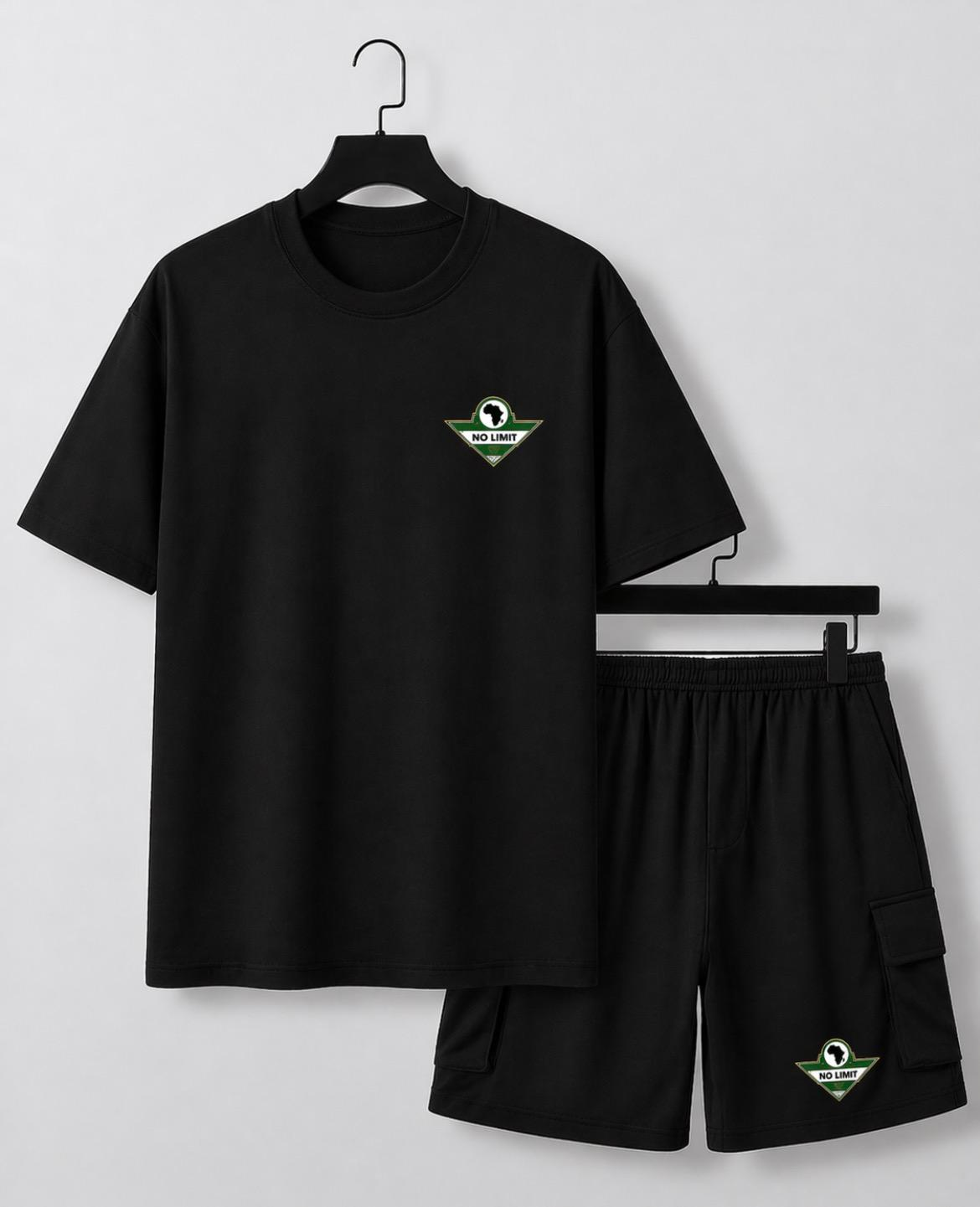 No Limit Sports – Black Utility Short Set (Logo on Shirt & Shorts)