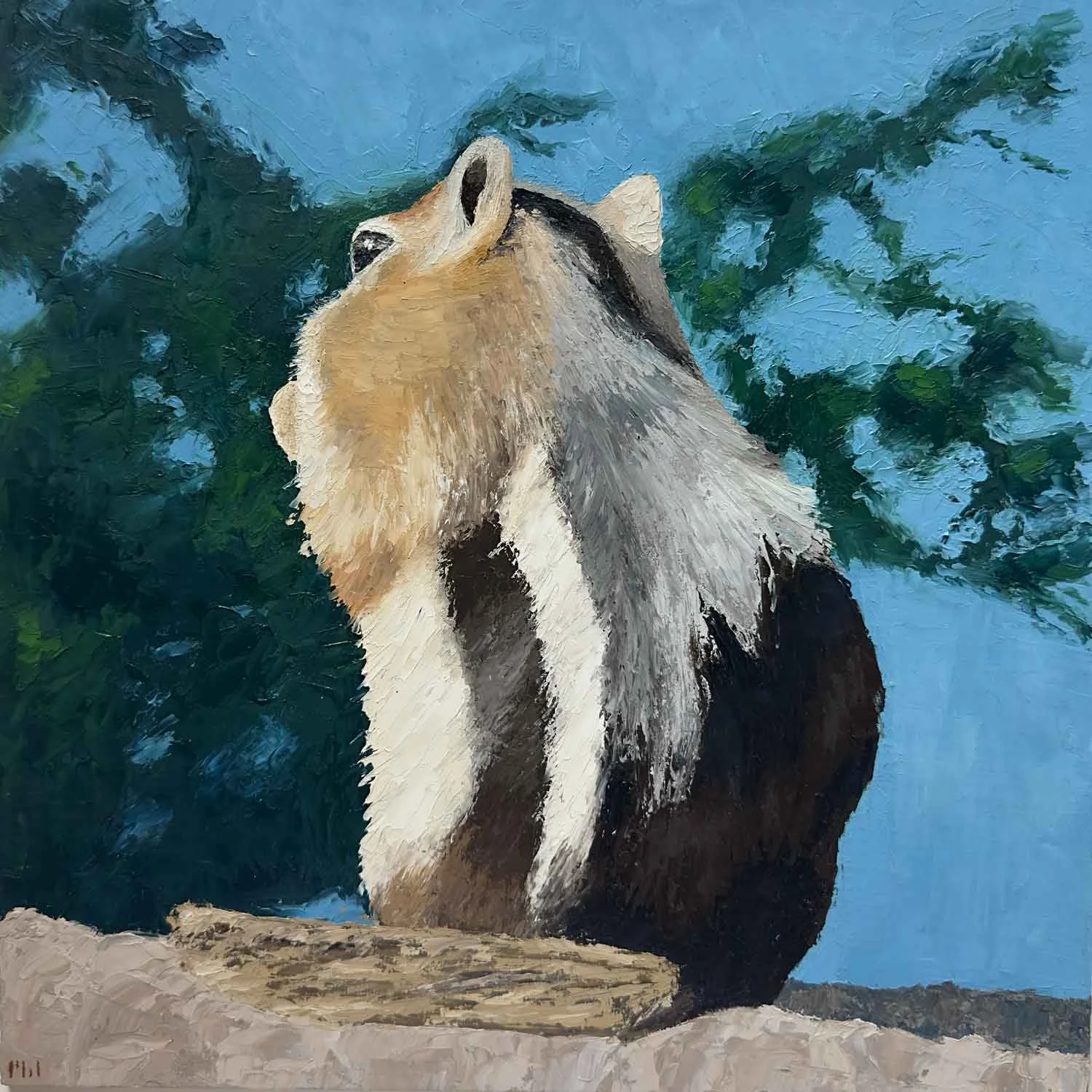 An original oil painting of a chipmunk at Sapphire Point in Summit County, Colorado.