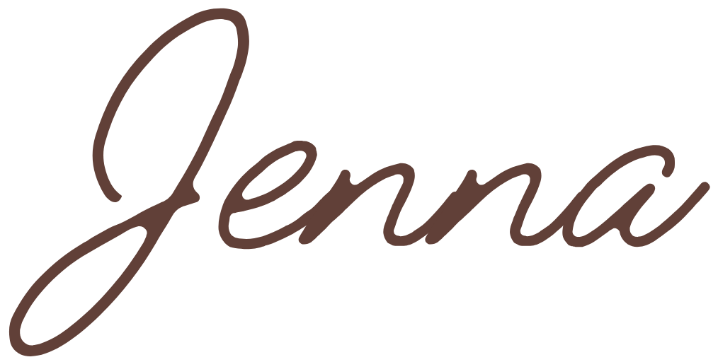 The image features the name "Jenna" written in cursive brown font on a transparent background.