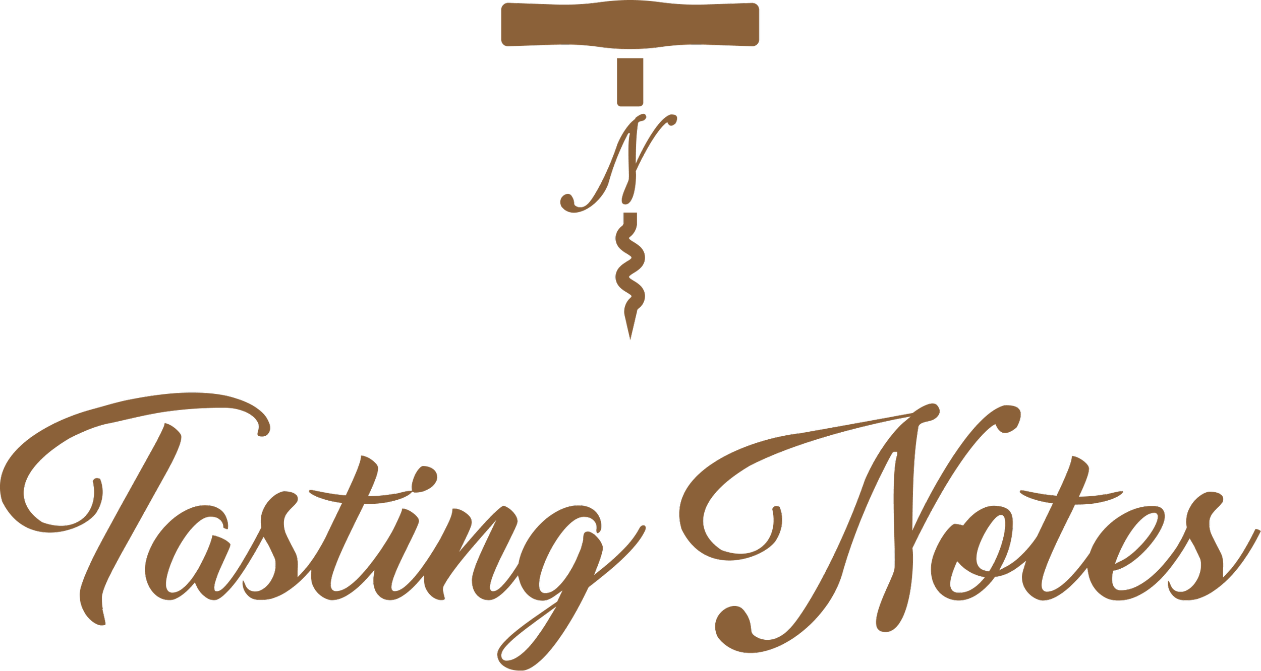 Logo of Tasting Notes with a stylized fountain pen and cursive text in brown on a black background.