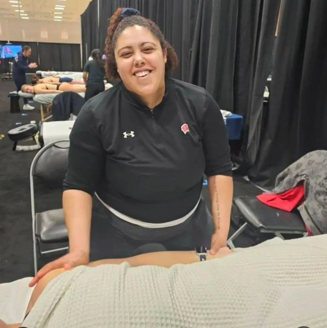Sports massage therapist performing treatment at Big Ten’s in Ohio