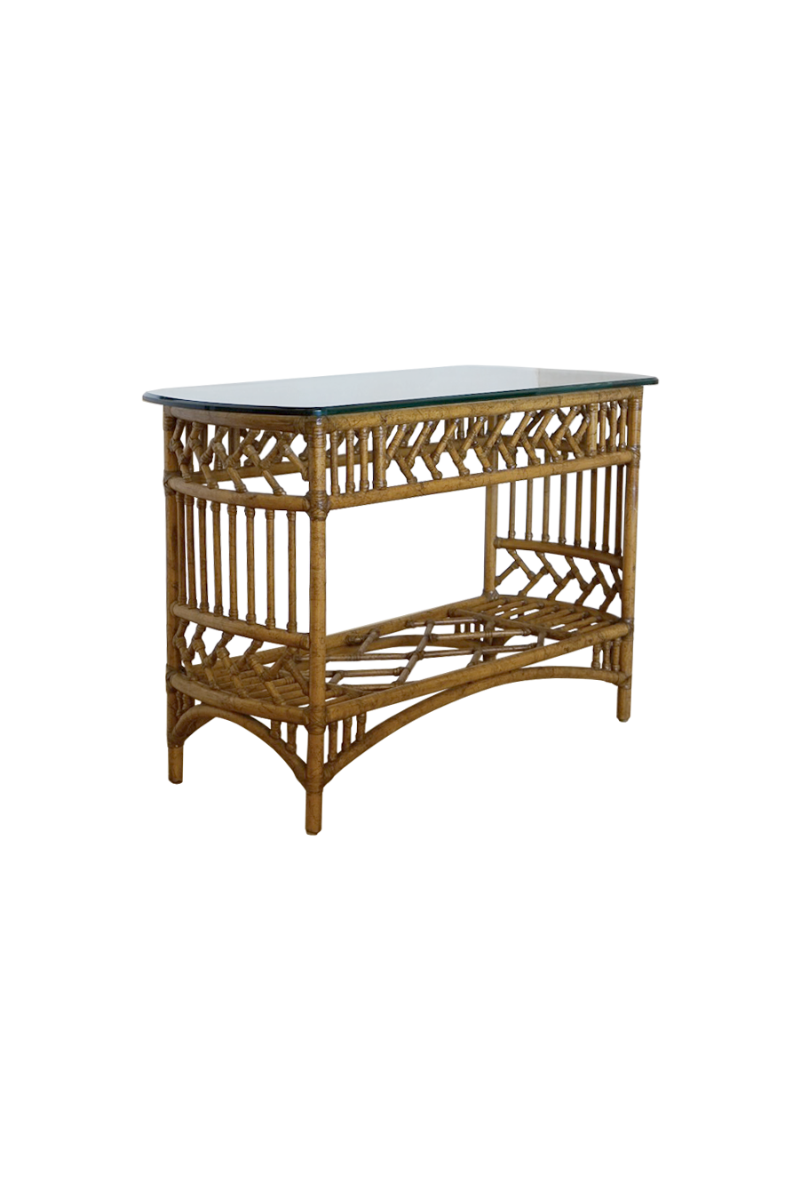 Brighton Pavilion Style Rattan Console Table, c. 1970s