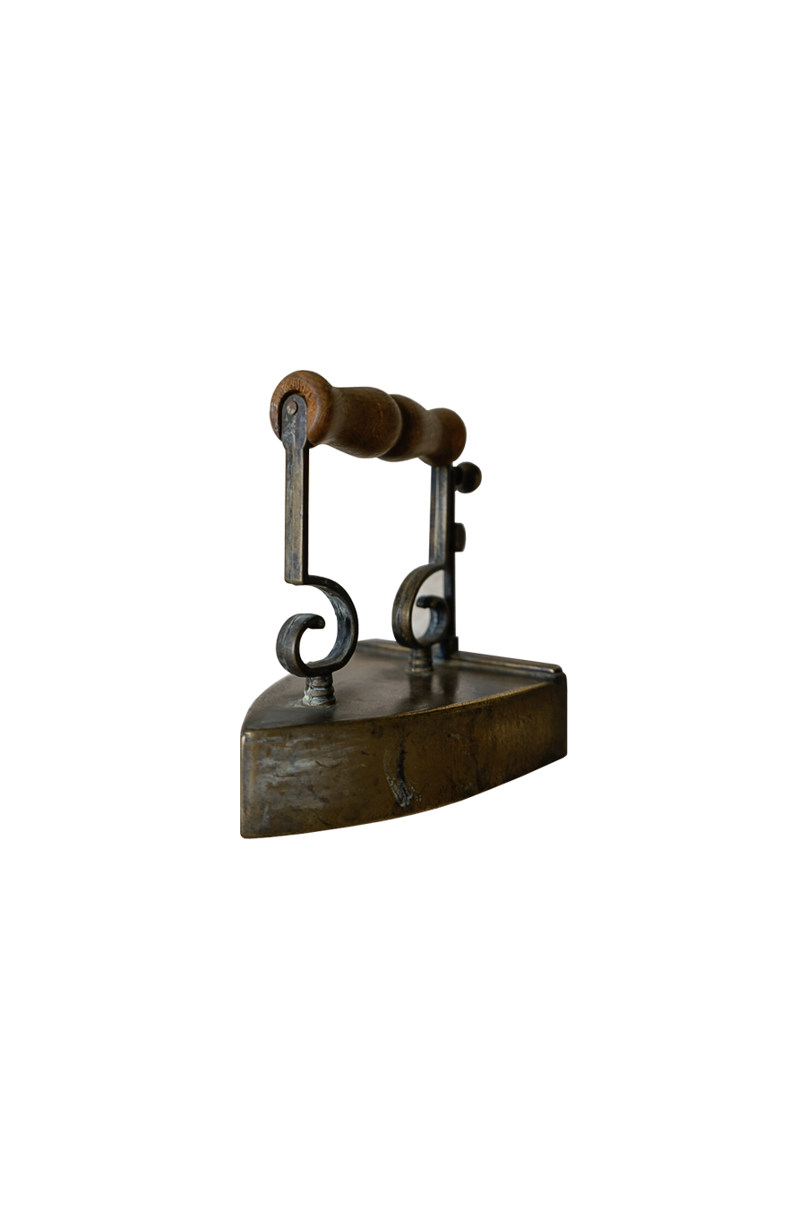 Brass Slug Iron with Wooden Handle, c. 1880 - 1900