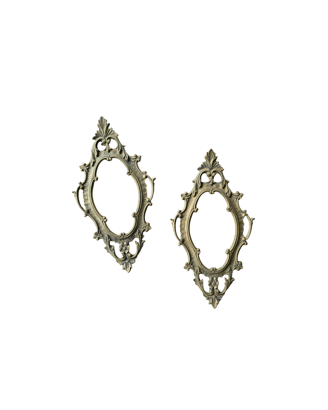 Pair of Oval Cast Brass Frames, c. 1950s