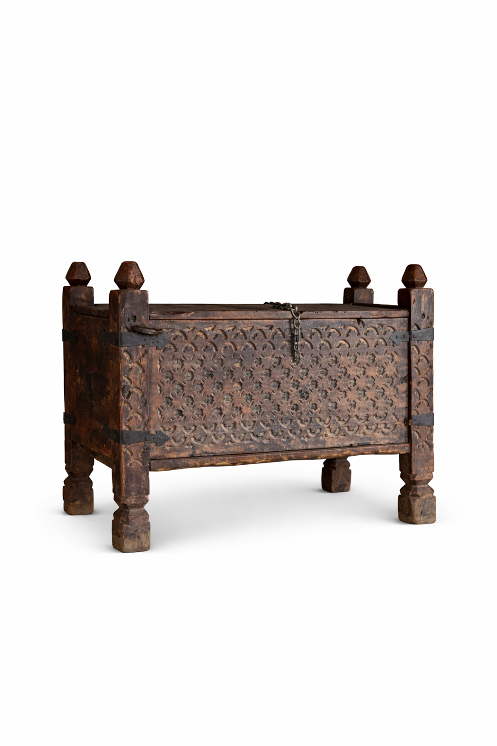 Carved Chest with Chain Latch, c. 1800