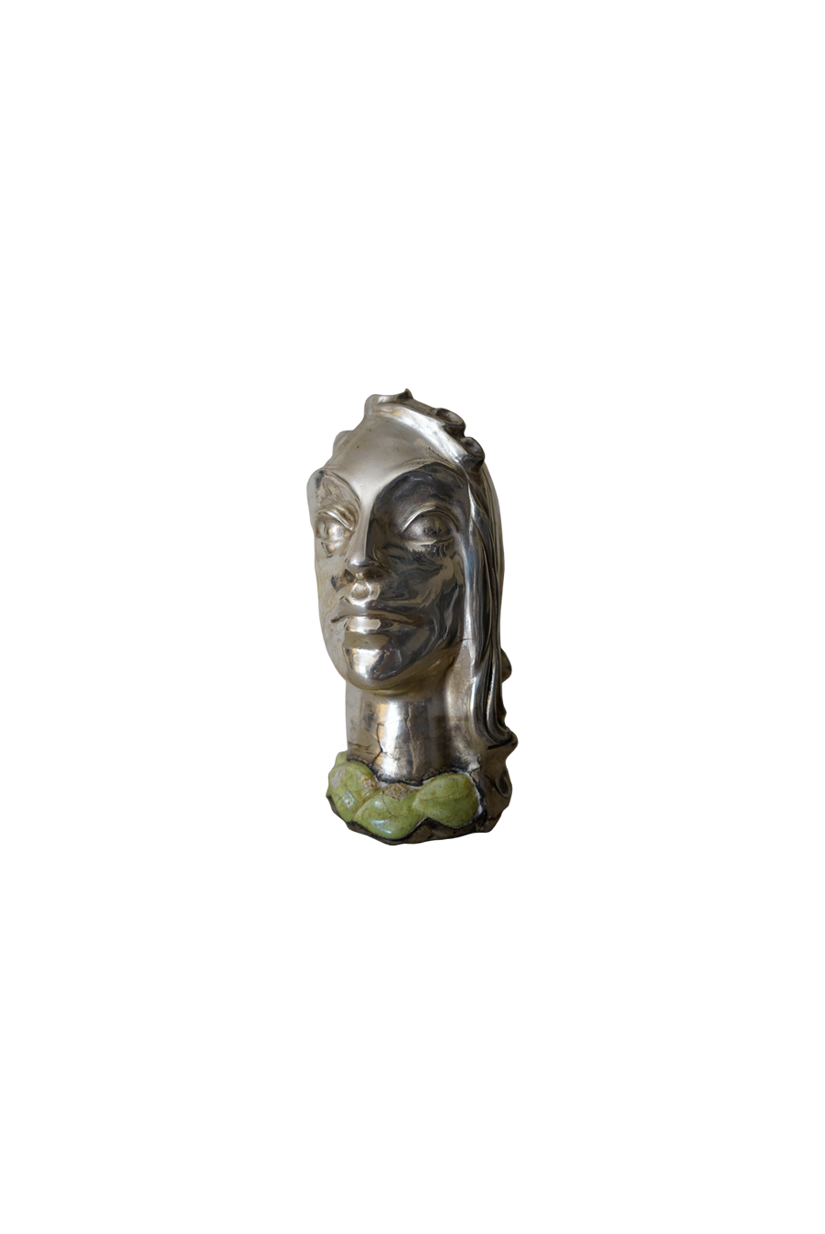 Silvered Ceramic Veiled Woman Bust, c. 1950s - 1960s