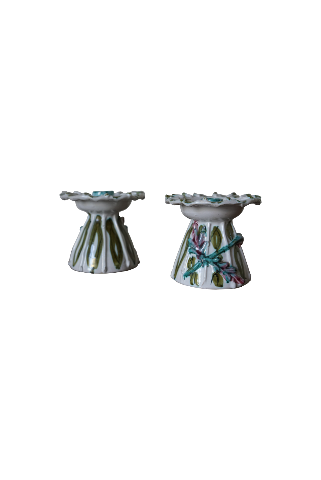 Pair of Italian Pottery Candlesticks, c. 1940s