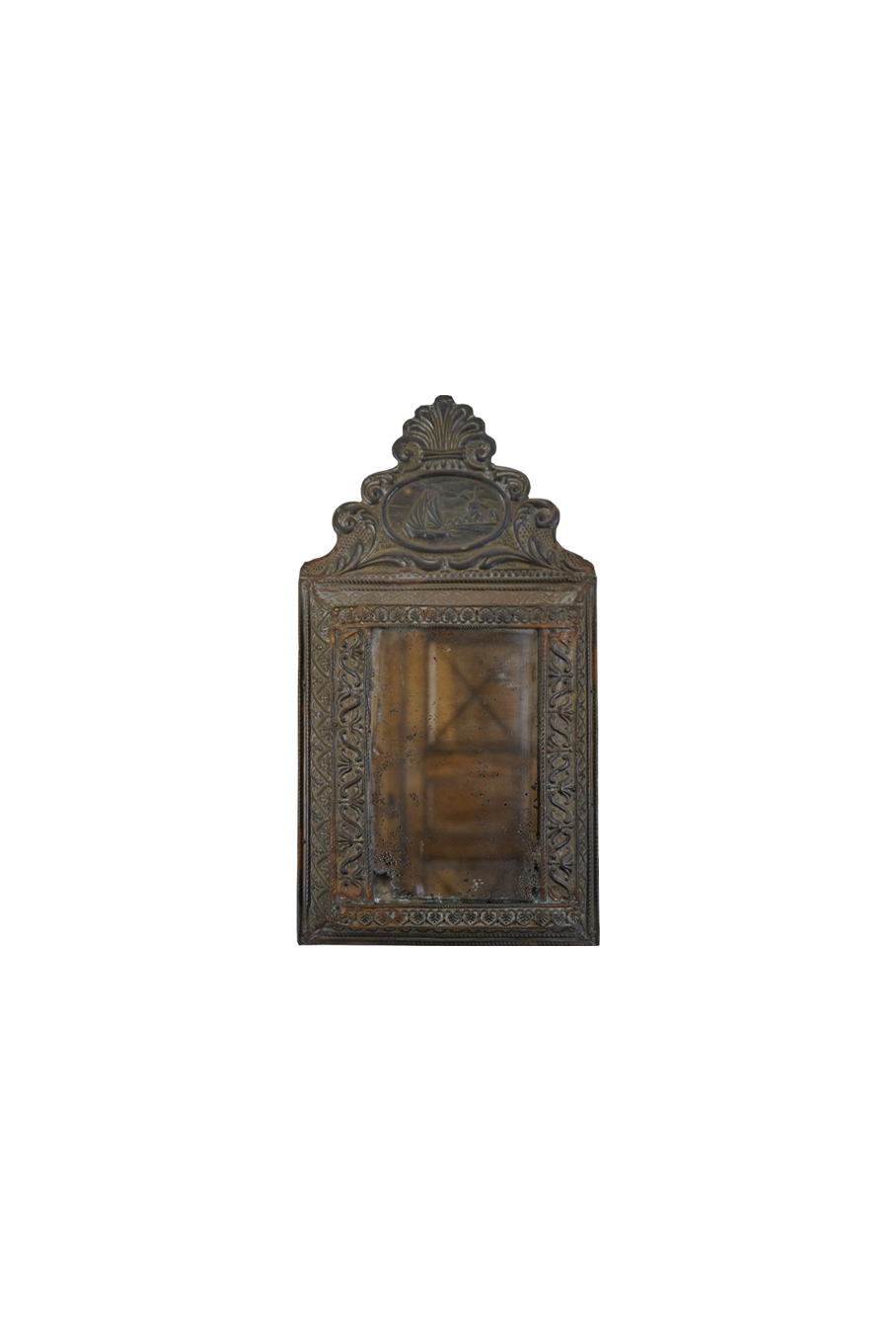Dutch Repoussé Brass Mirror, c. 1880s