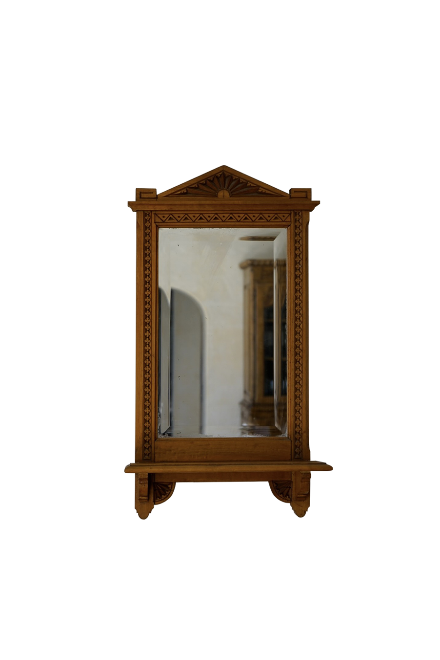 Carved Pediment Mirror with Shelf, c. 1910