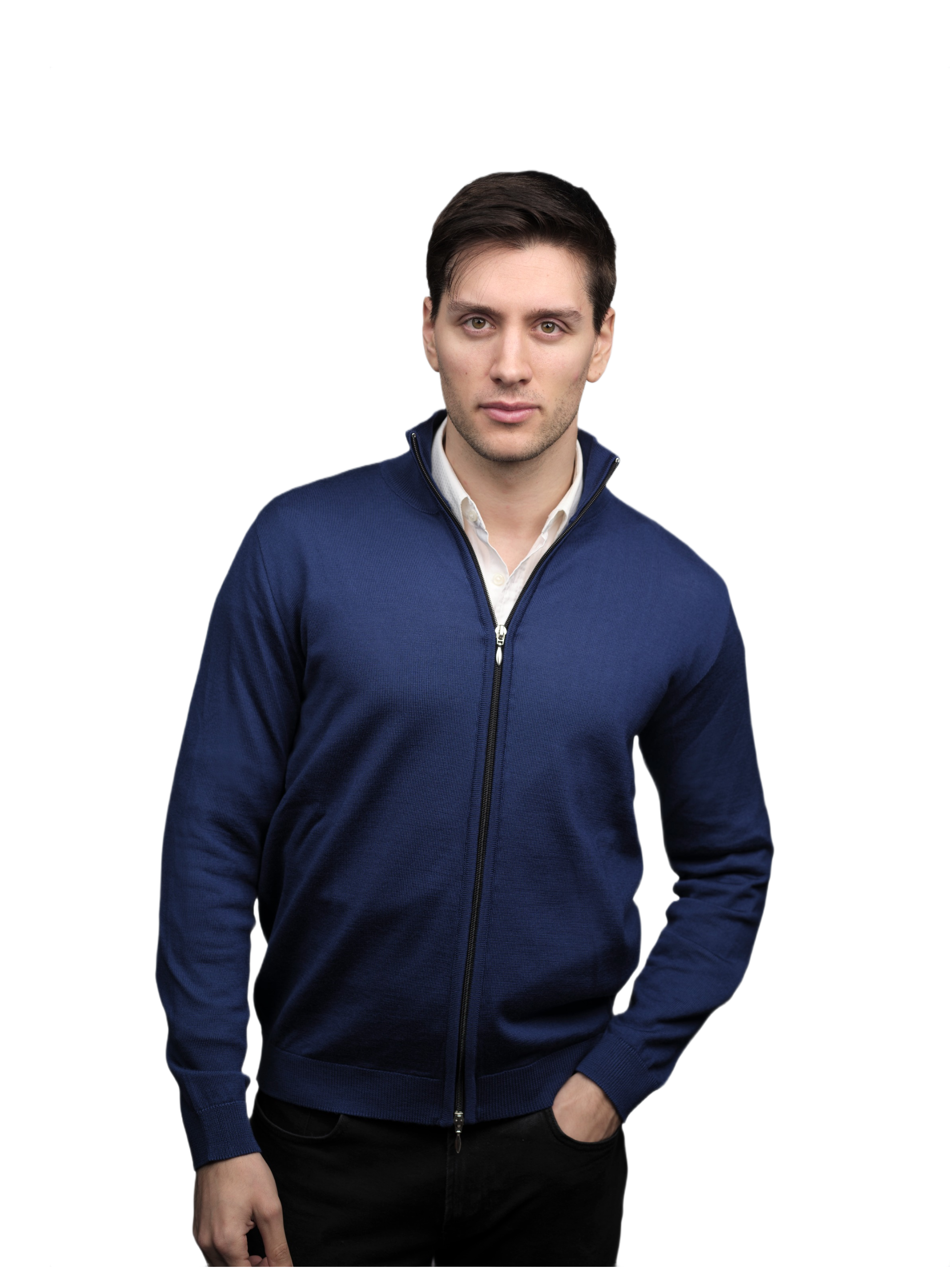 Men’s Full‑Zip Merino Wool Sweater