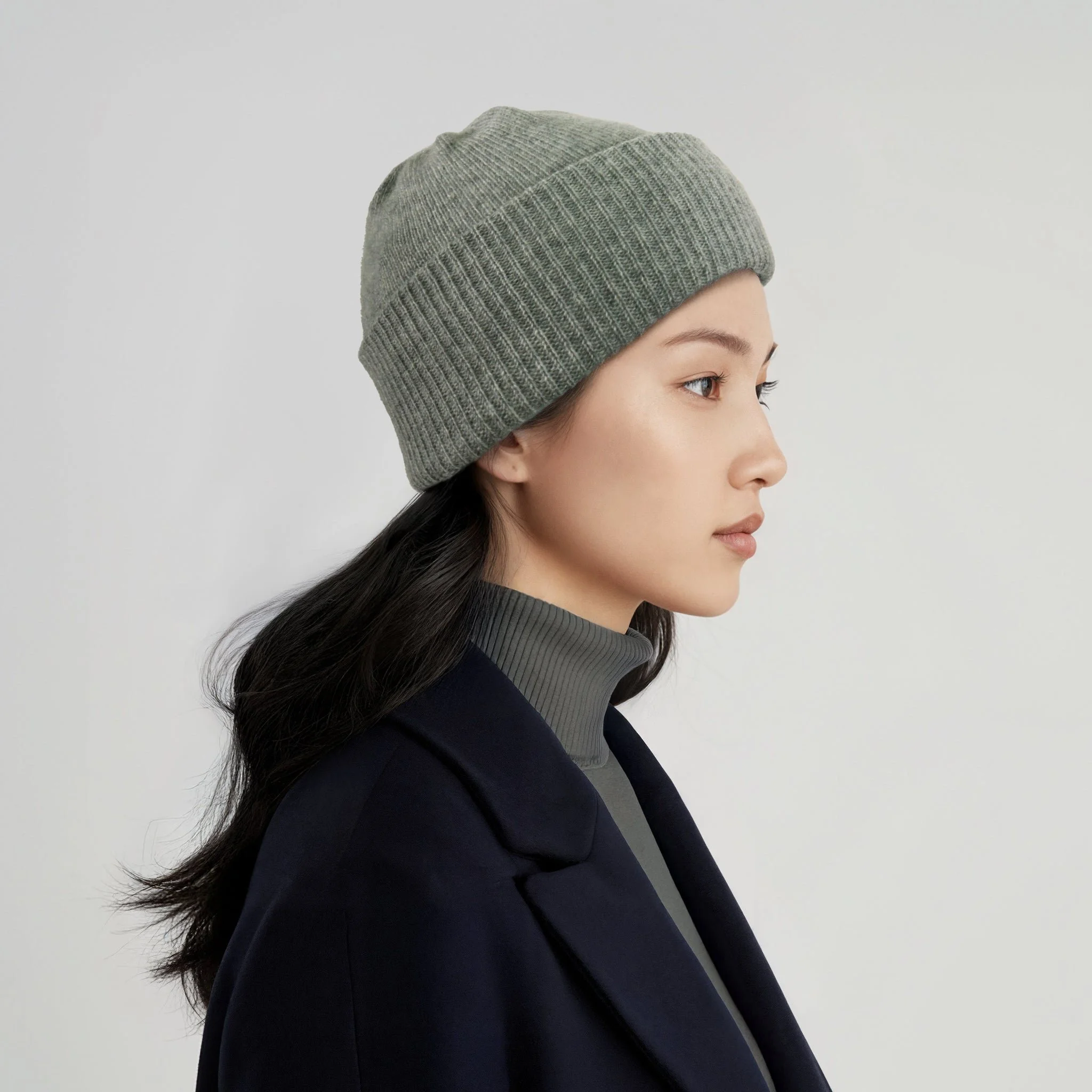 Cashmere Rib‑Cuff Beanie
