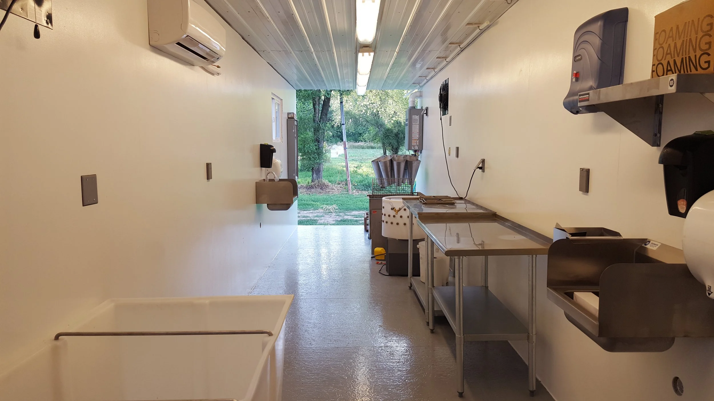 Processing facility inside facing the front