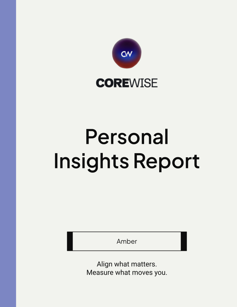 Sample cover page of a CoreWise Personal Insights Report