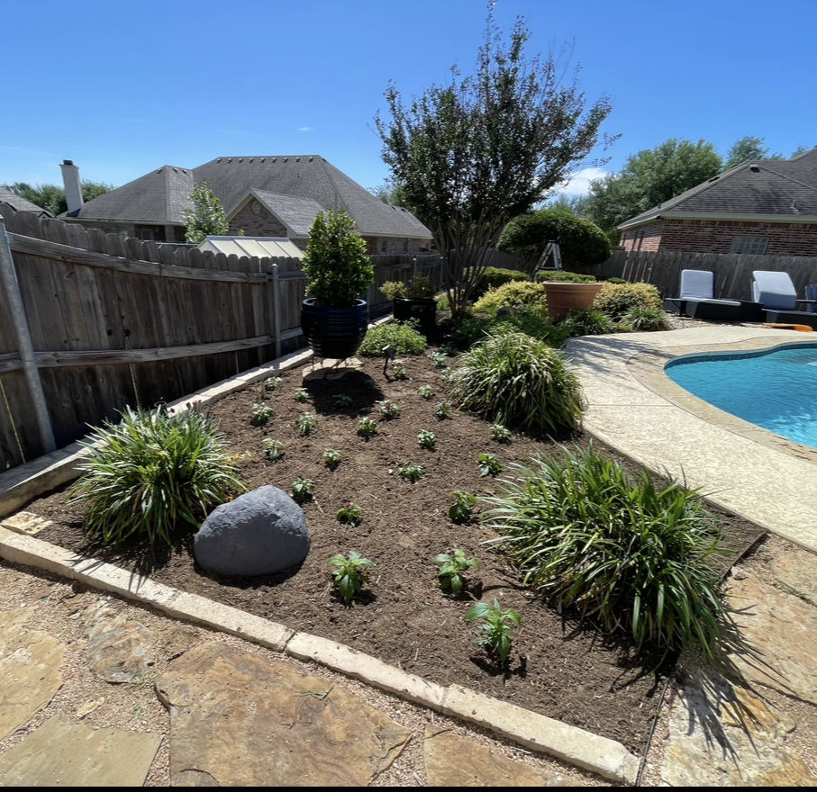 Poolside flower bed