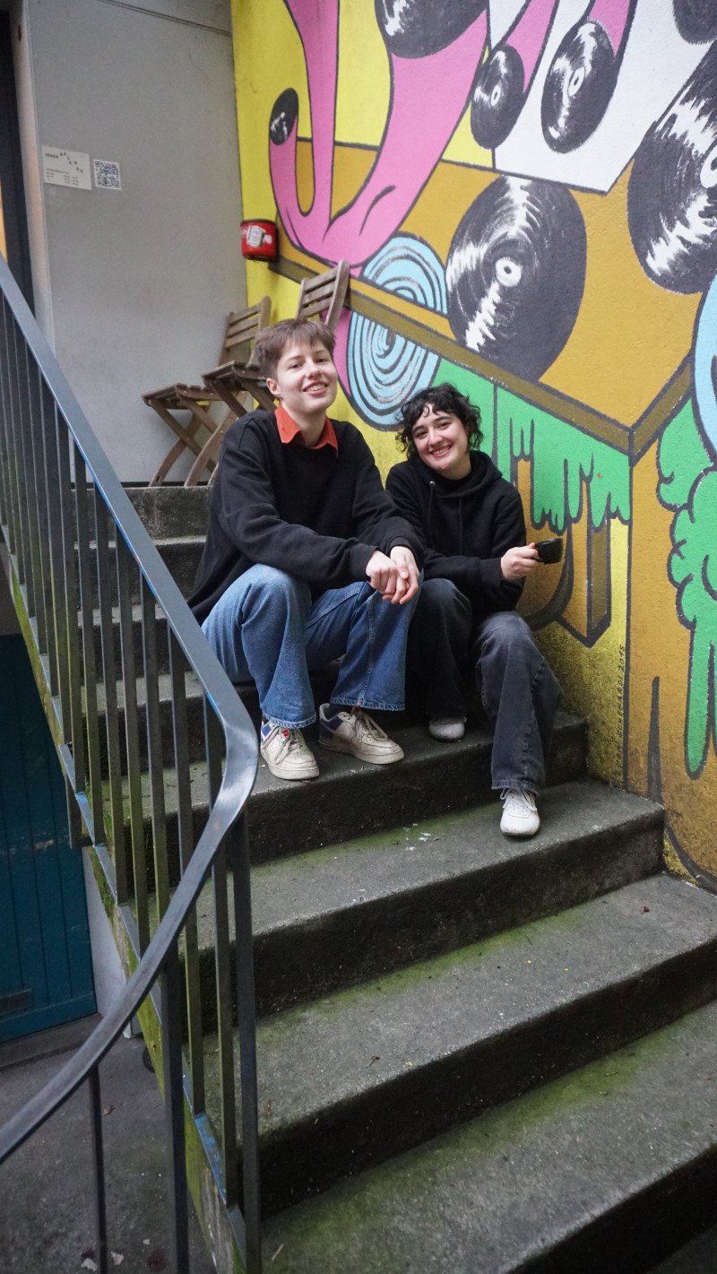 Nuria and Camille at 3Fach after their interview about their musical projects with band Via Fucina.