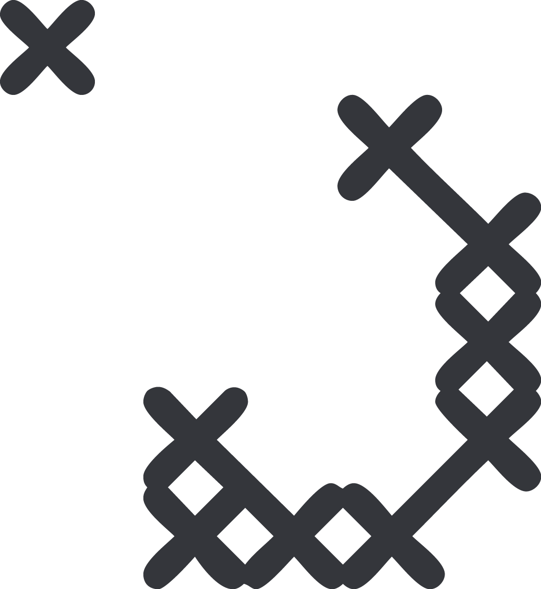 Abstract stitching forming a musical rhythm