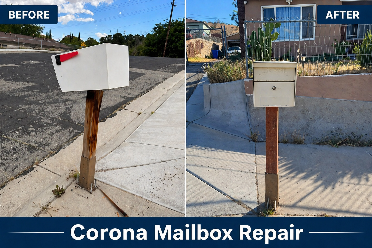 Mailbox repair – before and after
